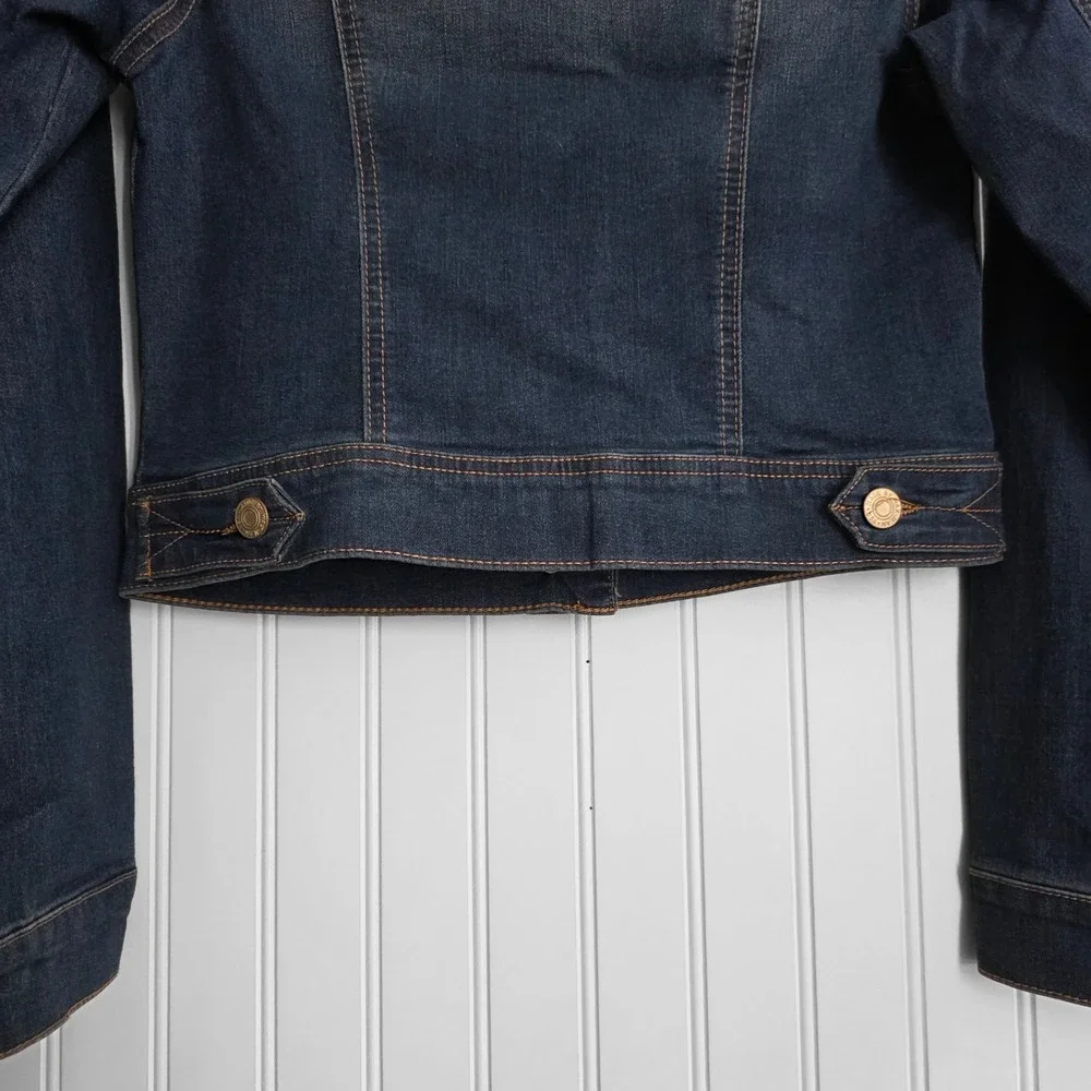 Wax Jean Jacket Size S Cropped   Blue Denim Stretch Button Front - Picture 4 of 6